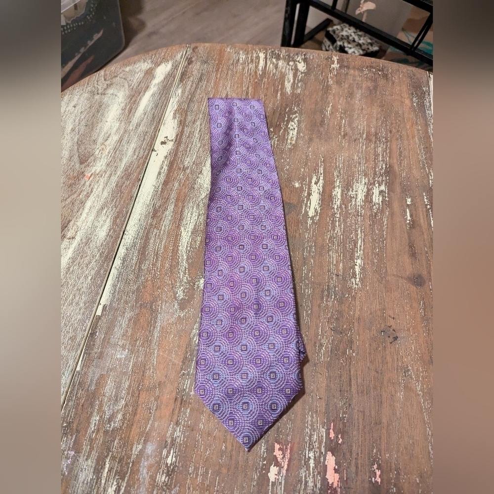 Valentino Purple Geometric Silk Necktie‎